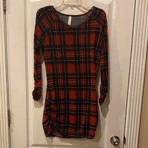Vanilla Bay Red and Black Plaid Long Sleeve Dress